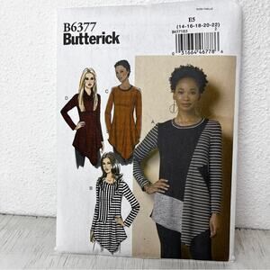 Butterick Sewing Pattern Long sleeve Asymmetrical hemline Tunic size 14-22
